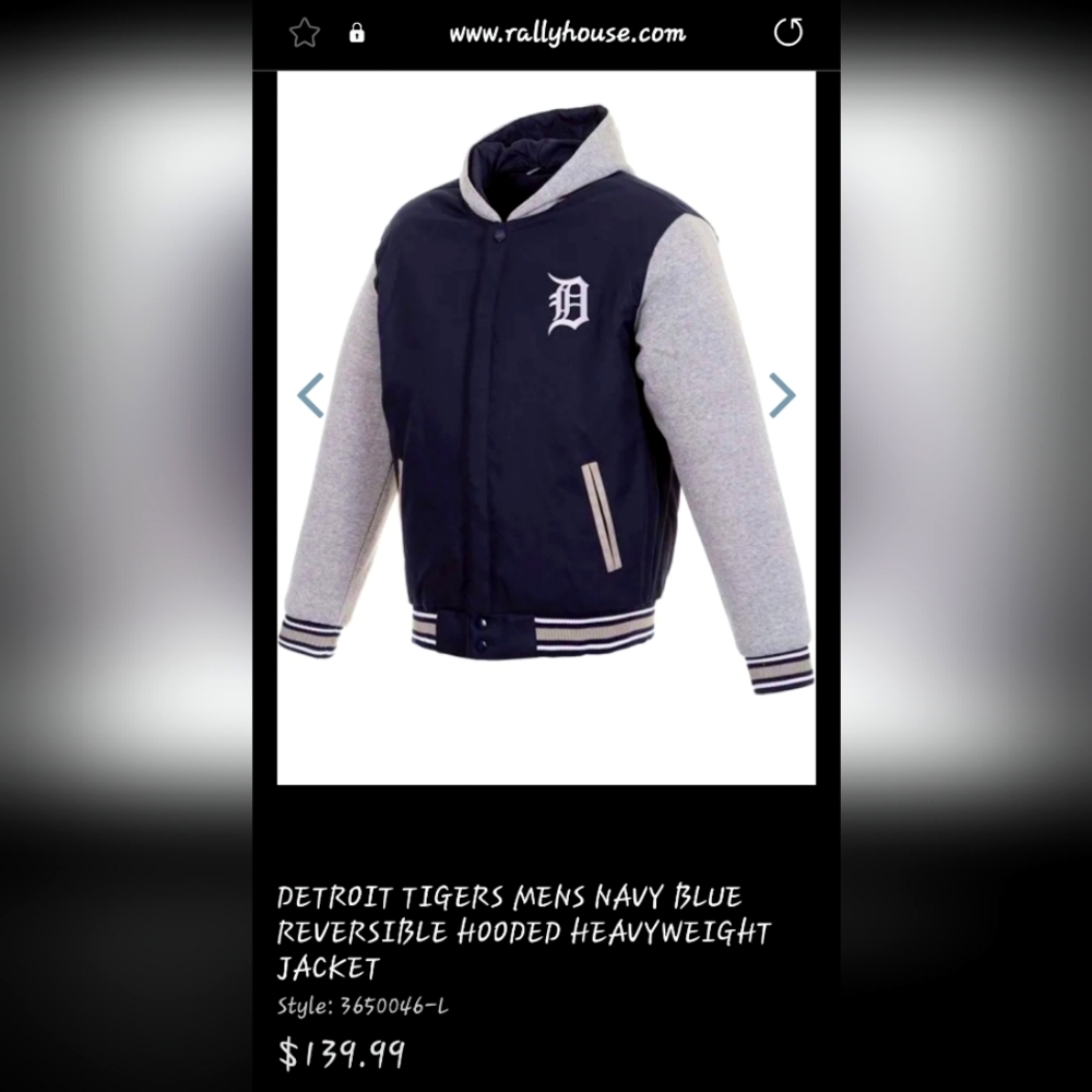 Detroit Tigers Reversible Fleece Hooded Jacket - NWOT - Size L / never worn